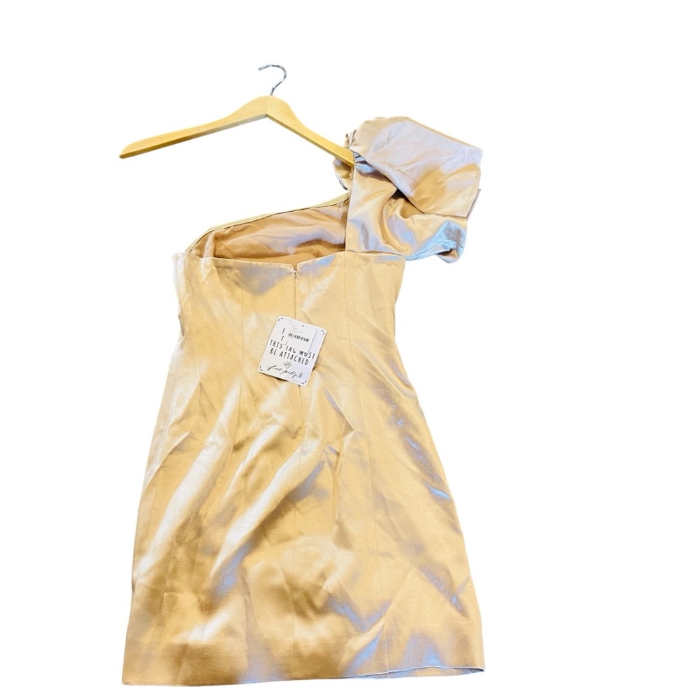 Free People x Fame And Partners NWT Cara Mini Dress Champagne One Shoulder - Picture 9 of 15